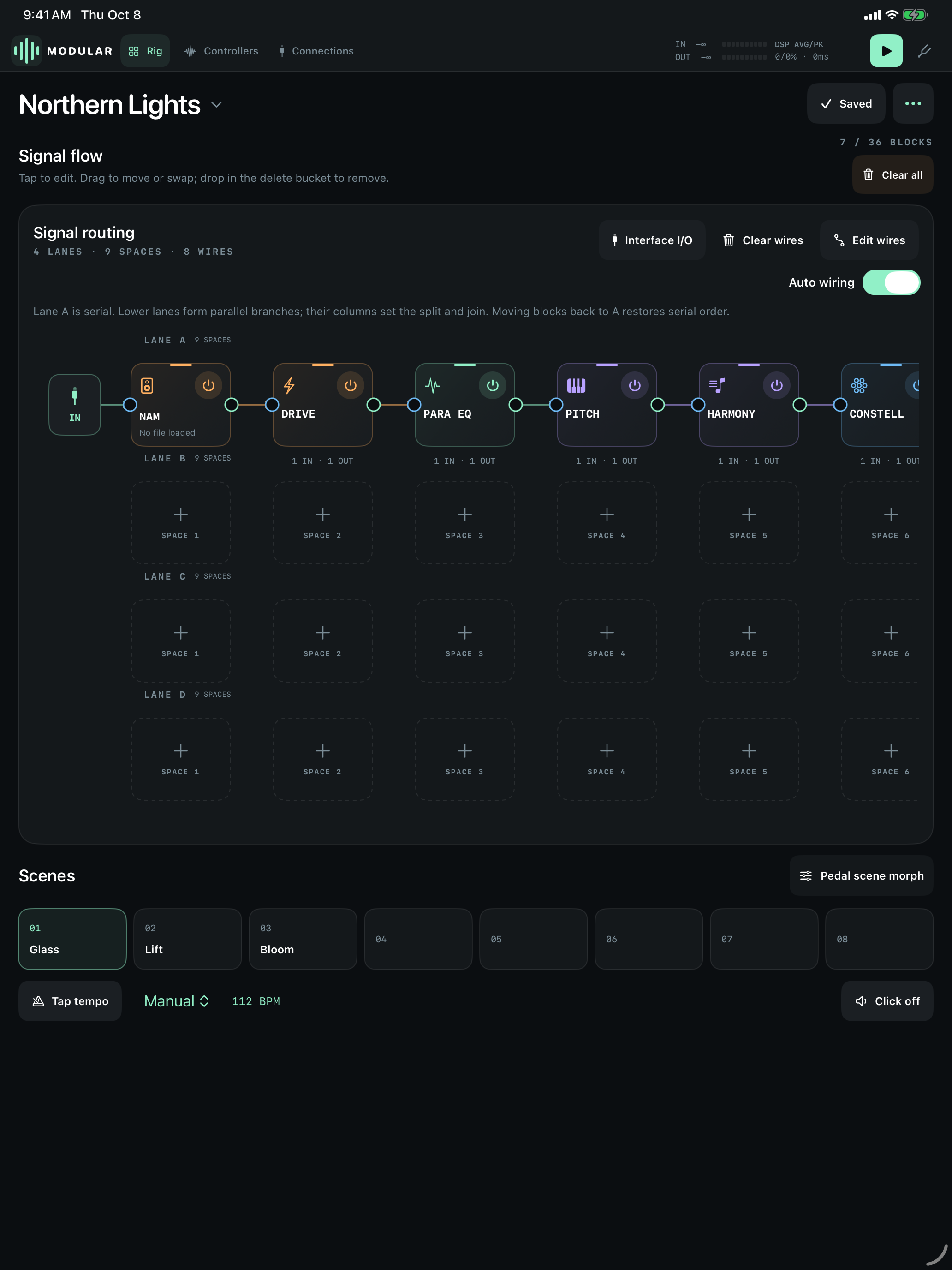 NAM Modular Rig app interface