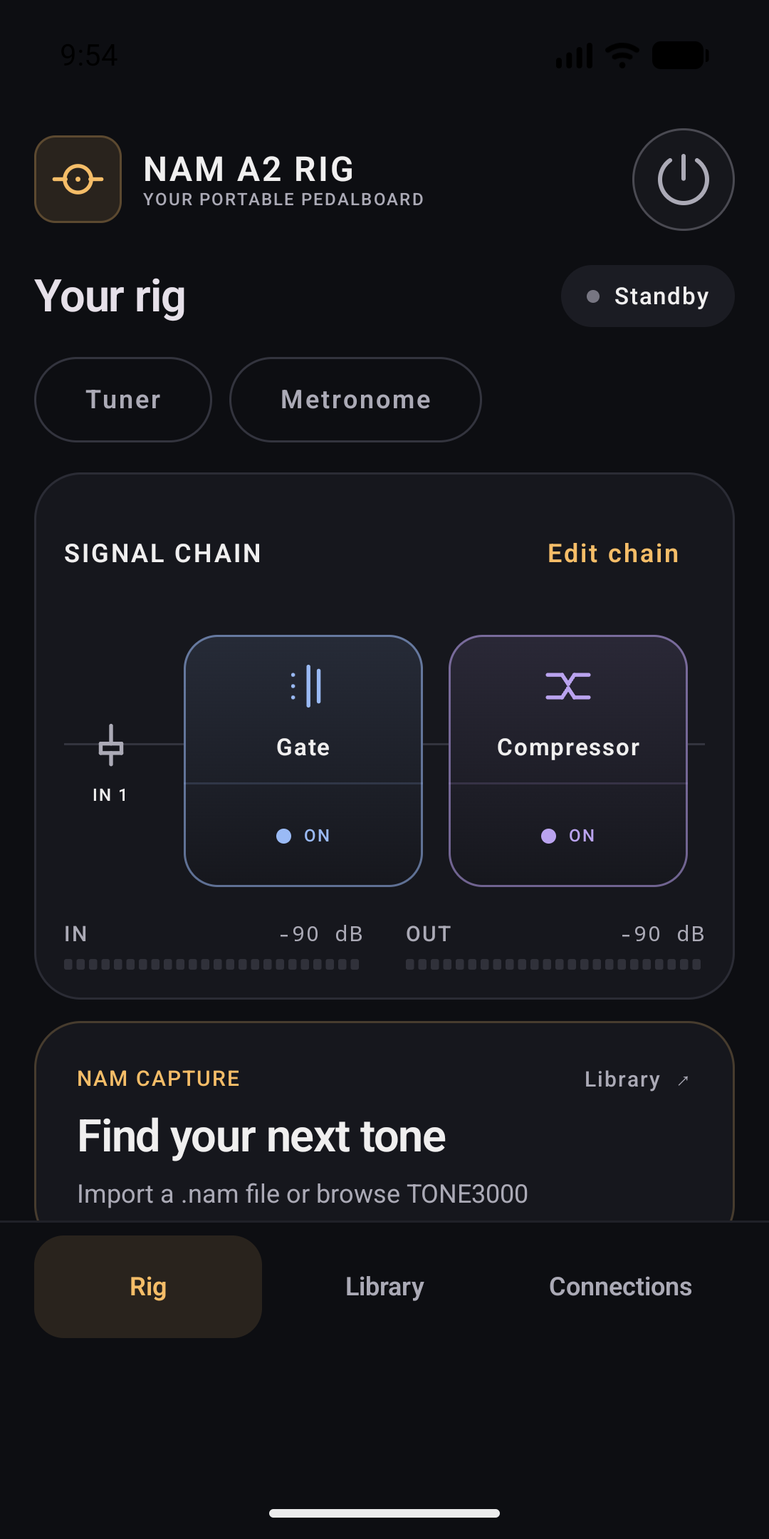 NAM A2 MicroRig app interface